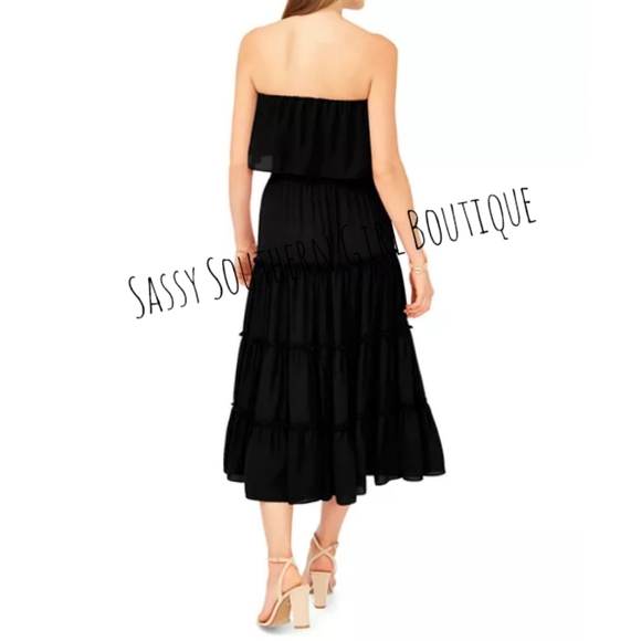 🆕⭐1 STATE for Revolve black strapless tiered midi dress - Picture 8 of 11